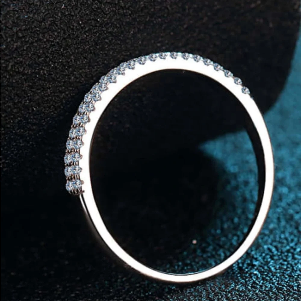 Sterling Silver Moissanite White Dainty Engagement Ring